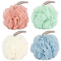 Fu Store Loofah Sponge Shower Loofahs 50g Bath Sponges Mesh Balls 4 Colors for Body Wash Back Scrubber Bathroom Men Women - 4 Pack Scrubber Cleaning Bathing Accessories