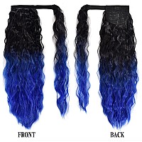 Yeame Corn Wave Ponytail Extension Clip In 22 Inch Long Wavy Curly Wrap Around Pony Tail Synthetic Ponytail Hair Extainson For