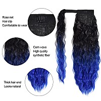 Yeame Corn Wave Ponytail Extension Clip In 22 Inch Long Wavy Curly Wrap Around Pony Tail Synthetic Ponytail Hair Extainson For