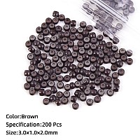 Vlasy 200Pcs Nano Ring Beads Silicone Lined Beads For Nano Ring Human Hair Extensions 5 Color Optional Brown