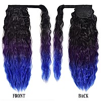 Yeame Corn Wave Ponytail Extension Clip In 22 Inch Long Wavy Curly Wrap Around Pony Tail Synthetic Ponytail Hair Extainson For