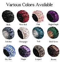 Yanibest Satin Bonnet For Sleeping Hair Bonnets For Women And Men Double Layer Ajustable Silky Bonnet For Curly Braids Hair