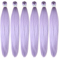 Leticia Light Purple Braiding Hair Pre Stretched Kanekalon Prestretched Braiding Hair Extensions Pack Of 6