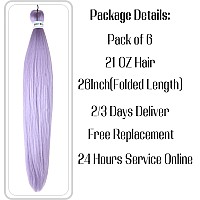 Leticia Light Purple Braiding Hair Pre Stretched Kanekalon Prestretched Braiding Hair Extensions Pack Of 6