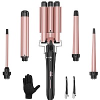 Curling Wand Set Curling Iron Interchangeable 3 Barrel Curler With Ceramic Tourmaline Professional 5 In 1 Wand Curling Iron For