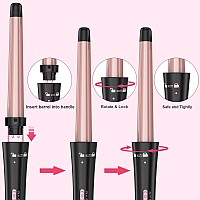 Curling Wand Set Curling Iron Interchangeable 3 Barrel Curler With Ceramic Tourmaline Professional 5 In 1 Wand Curling Iron For