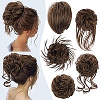 Hmd 5 Pieces Messy Hair Bun Hairpiece Tousled Updo For Women Hair Extension Ponytail Scrunchies With Elastic Rubber Band Long Up