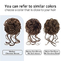 Hmd 5 Pieces Messy Hair Bun Hairpiece Tousled Updo For Women Hair Extension Ponytail Scrunchies With Elastic Rubber Band Long Up