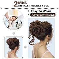 Hmd 5 Pieces Messy Hair Bun Hairpiece Tousled Updo For Women Hair Extension Ponytail Scrunchies With Elastic Rubber Band Long Up