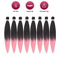 Pre Stretched Braiding Hair 26 Inch 8 Packs Professional Soft Yaki Braiding Hair For Braids Hot Water Setting Synthetic Crochet