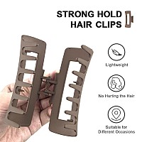 Black Hair Claw Clips Large Hair Clips for Women Girls, 4.2'' Matte Rectangle Hair Clips for Thick Hair, 2 Packs (Black& Khaki)