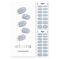 Ohora Semi Cured Gel Nail Strips N Felice Blue Glitter Works With Any Uvled Nail Lamps Salonquality Long Lasting Easy