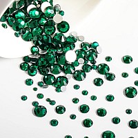 Beadsland Rhinestones for Makeup,8 Sizes 2500pcs Green Flatback Rhinestones Face Gems for Nails Crafts with Tweezers and Wax Pencil,Emerald,SS4-SS30