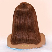 Huiwanyan Chocolate Brown Lace Front Bob Wig Human Hair 13X4 Hd Lace Front Wigs Human Hair Pre Plucked Short Straight Bob Lace F