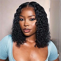 Huiwanyan Curly Wigs Human Hair 13X4 Hd Deep Wave Lace Front Wigs Human Hair Pre Plucked 12 Inch Bob Wig Human Hair Short Curly