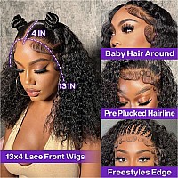 Huiwanyan Curly Wigs Human Hair 13X4 Hd Deep Wave Lace Front Wigs Human Hair Pre Plucked 12 Inch Bob Wig Human Hair Short Curly