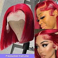 Huiwanyan 99J Burgundy Lace Front Wigs Human Hair 13X4 Hd Lace Front Human Hair Wig Pre Plucked 180 Density Bob Wig Human Hair