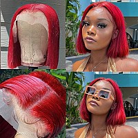 Huiwanyan 99J Burgundy Lace Front Wigs Human Hair 13X4 Hd Lace Front Human Hair Wig Pre Plucked 180 Density Bob Wig Human Hair