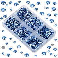 Lpbeads 6000 Pieces Lt Sapphire Non Hotfix Rhinestones 6 Sizes Round Crystal Glass Flat Back Rhinestones With Tweezers And Picki