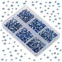 Lpbeads 6000 Pieces Lt Sapphire Non Hotfix Rhinestones 6 Sizes Round Crystal Glass Flat Back Rhinestones With Tweezers And Picki