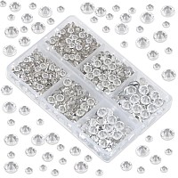 Lpbeads 6000 Pieces Clear Non Hotfix Rhinestones 6 Sizes Round Crystal Glass Flat Back Rhinestones With Tweezers And Picking Pen