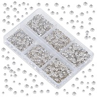 Lpbeads 6000 Pieces Clear Non Hotfix Rhinestones 6 Sizes Round Crystal Glass Flat Back Rhinestones With Tweezers And Picking Pen