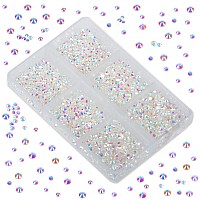 Lpbeads 6000 Pieces Paradise Shine Non Hotfix Rhinestones 6 Sizes Round Crystal Glass Flat Back Rhinestones With Tweezers And Pi