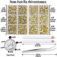 Lpbeads 6000 Pieces Jonquil Non Hotfix Rhinestones 6 Sizes Round Crystal Glass Flat Back Rhinestones With Tweezers And Picking P