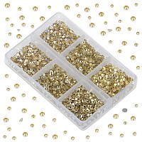 Lpbeads 6000 Pieces Jonquil Non Hotfix Rhinestones 6 Sizes Round Crystal Glass Flat Back Rhinestones With Tweezers And Picking P