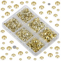 Lpbeads 6000 Pieces Jonquil Non Hotfix Rhinestones 6 Sizes Round Crystal Glass Flat Back Rhinestones With Tweezers And Picking P