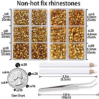 Lpbeads 6000 Pieces Topaz Non Hotfix Rhinestones 6 Sizes Round Crystal Glass Flat Back Rhinestones With Tweezers And Picking Pen