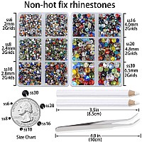 Lpbeads 6000 Pieces Mixed Color Non Hotfix Rhinestones 6 Sizes Round Crystal Glass Flat Back Rhinestones With Tweezers And Picki