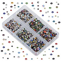 Lpbeads 6000 Pieces Mixed Color Non Hotfix Rhinestones 6 Sizes Round Crystal Glass Flat Back Rhinestones With Tweezers And Picki