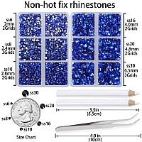 LPBeads 6000 Pieces Sapphire Non Hotfix Rhinestones 6 Sizes Round Crystal Glass Flat Back Rhinestones with Tweezers and Picking Pen for Nail Art Crafts Bags DIY