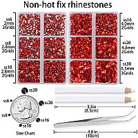 Lpbeads 6000 Pieces Siam Non Hotfix Rhinestones 6 Sizes Round Crystal Glass Flat Back Rhinestones With Tweezers And Picking Pen