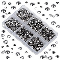 Lpbeads 6000 Pieces Jet Hematite Non Hotfix Rhinestones 6 Sizes Round Crystal Glass Flat Back Rhinestones With Tweezers And Pick