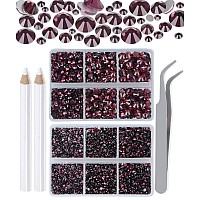 Lpbeads 6000 Pieces Amethyst Non Hotfix Rhinestones 6 Sizes Round Crystal Glass Flat Back Rhinestones With Tweezers And Picking