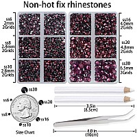 Lpbeads 6000 Pieces Amethyst Non Hotfix Rhinestones 6 Sizes Round Crystal Glass Flat Back Rhinestones With Tweezers And Picking