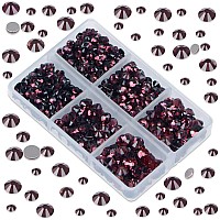 Lpbeads 6000 Pieces Amethyst Non Hotfix Rhinestones 6 Sizes Round Crystal Glass Flat Back Rhinestones With Tweezers And Picking