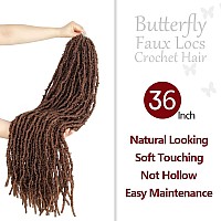 Niseyo Nu Long Prelooped Butterfly Locs Crochet Hair 36 Inch 6 Packs Light Weight Soft Distressed Locs 30Light Brown