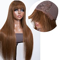 Beauty Forever Color Wig 4 Chocolate Brown Straight Human Hair Wigs With Bangsaffordable Layer Cut Straight Glueless Dark Brow