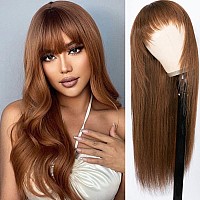 Beauty Forever Color Wig 4 Chocolate Brown Straight Human Hair Wigs With Bangsaffordable Layer Cut Straight Glueless Dark Brow