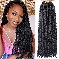 Leeven 8 Packs Prelooped Goddess Passion Twist Braiding Hair With Curly Ends Natural Black 18 Inch Long Bohemian Pretwisted Pa