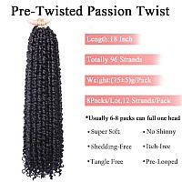 Leeven 8 Packs Prelooped Goddess Passion Twist Braiding Hair With Curly Ends Natural Black 18 Inch Long Bohemian Pretwisted Pa