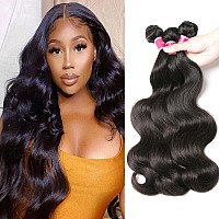 Yisea Body Wave Bundles Human Hair 3 Bundles 18 16 14 Inches 12A Brazilian Virgin Human Hair Body Wave Bundles Natural Color 1