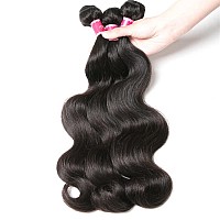 Yisea Body Wave Bundles Human Hair 3 Bundles 18 16 14 Inches 12A Brazilian Virgin Human Hair Body Wave Bundles Natural Color 1