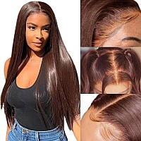 20Inch Brown Lace Front Wigs Human Hair Chocolate Brown Straight Lace Front Wig Human Hair 13X4 Hd Lace Frontal Wig Pre Plucked