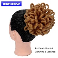 Kgbfass 2Pcs Locs Ponytail Drawstring Loc Petal Bun Curly Dreadlock Ponytails Brown Braided Faux Locs Buns Clip In On Braids Pon