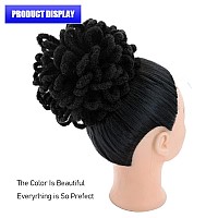 Kgbfass 2Pcs Curly Locs Ponytail Drawstring Buns Loc Petal Bun Dreadlock Ponytail Braided Faux Locs Bun Clip In On Braids Pony T