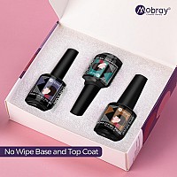 Mobray Gel Base And Top Coat 3Pcs 15Ml Clear Gel Matte Top And No Wipe Shine Top Gel Base Coat Set Long Lasting Glossy Gel Top